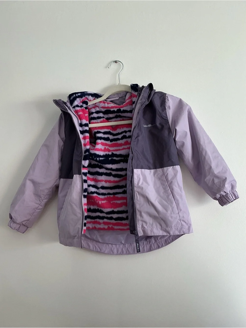 Eddie Bauer Girls' Two-Tone Lavender Hooded Jacket